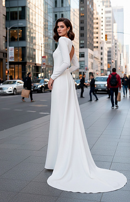 Olga Sposa Платье с открытой спиной и длинными рукавами 3203  | Широкий выбор свадебных платьев и аксессуаров в свадебном салоне «Ольга»