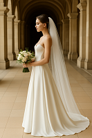  Длинная фата для невесты ЕС3170 | Широкий выбор свадебных платьев и аксессуаров в свадебном салоне «Ольга»