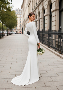 Olga Sposa Платье свадебное с длинным рукавом и пуговицами 3254 | Широкий выбор свадебных платьев и аксессуаров в свадебном салоне «Ольга»