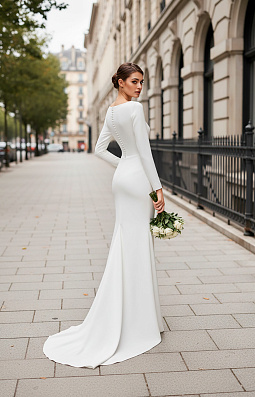 Olga Sposa Платье свадебное с длинным рукавом и пуговицами 3254 | Широкий выбор свадебных платьев и аксессуаров в свадебном салоне «Ольга»