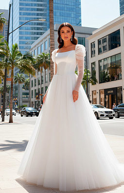  Романтичное свадебное платье c пышной юбкой из глиттера 3207 | Широкий выбор свадебных платьев и аксессуаров в свадебном салоне «Ольга»