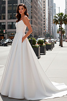 Olga Sposa Атласное свадебное платье с карманами 3205 | Широкий выбор свадебных платьев и аксессуаров в свадебном салоне «Ольга»